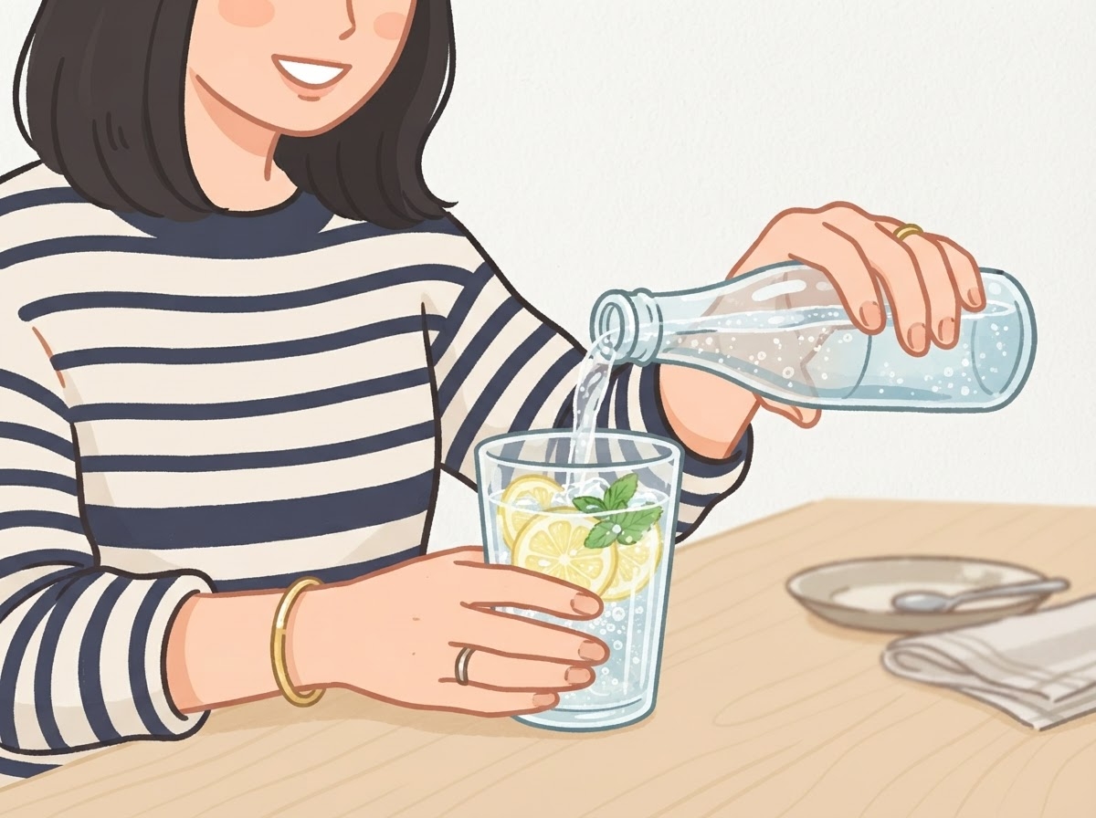 レモンとミントの炭酸水アレンジ