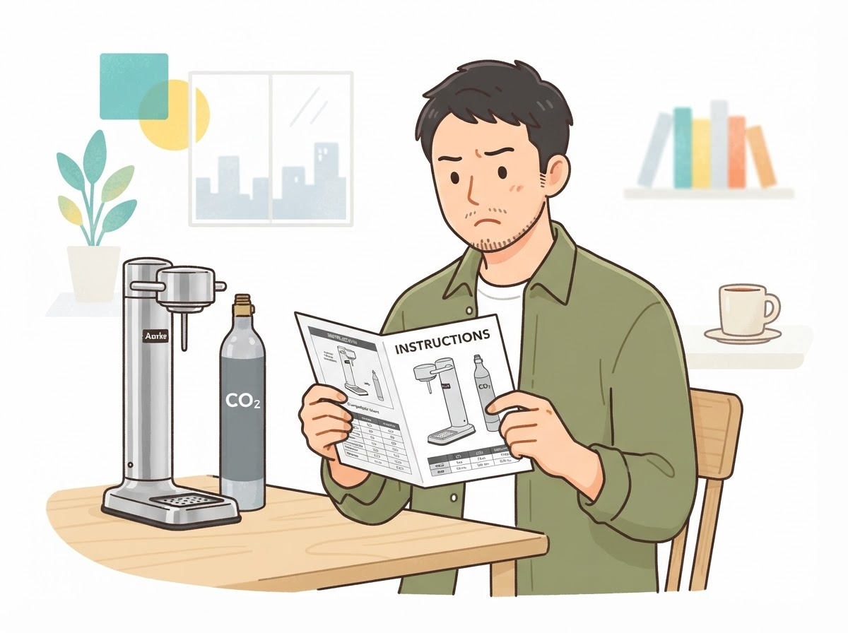 Aarkeのガスシリンダー規格を確認する男性