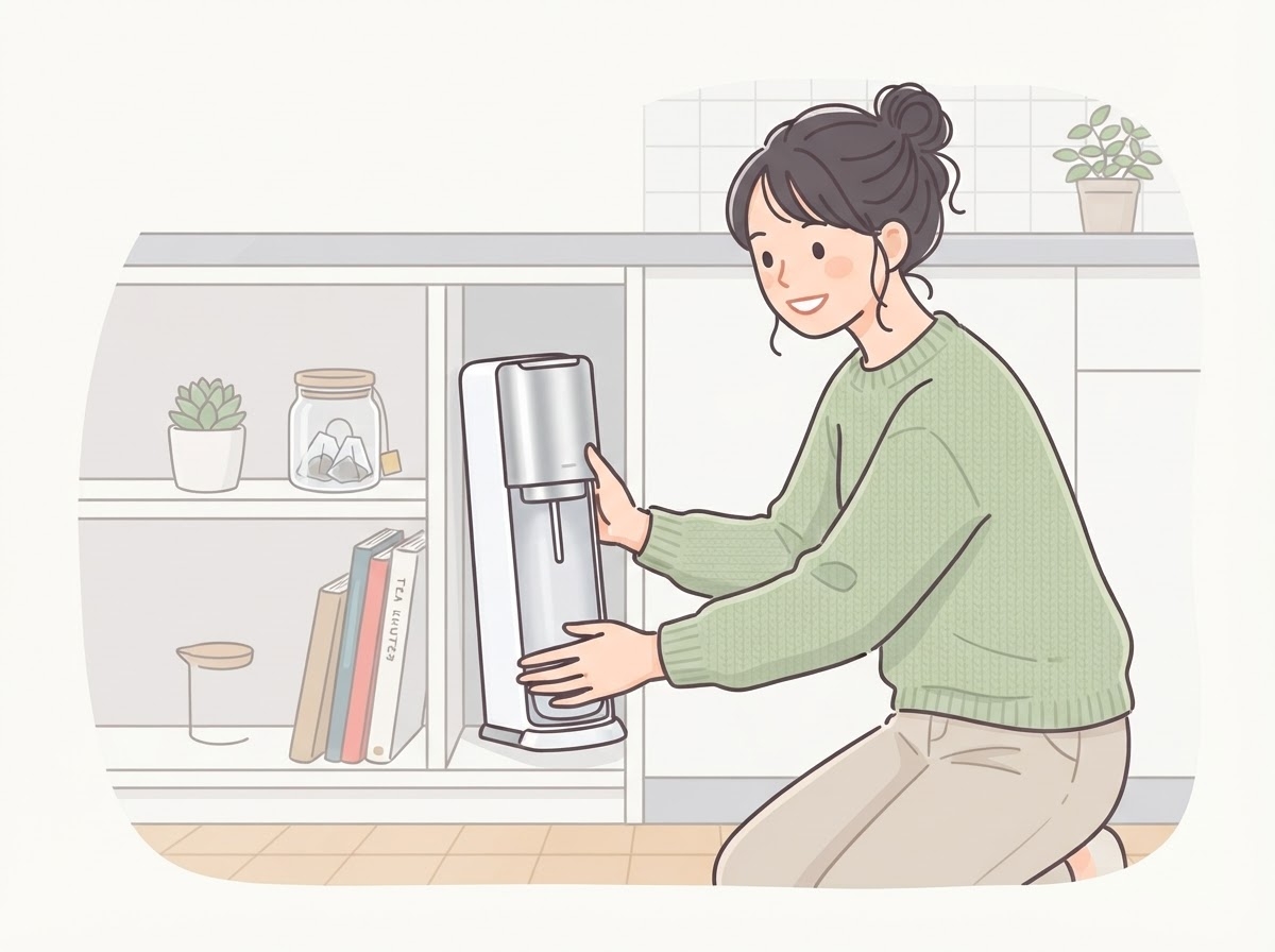 ツイスパソーダをコンパクトに収納する女性
