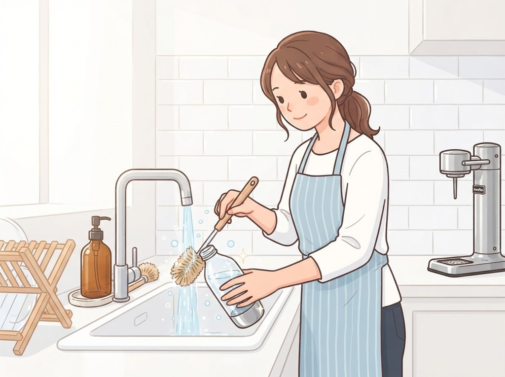 Aarkeのボトルをお手入れする女性